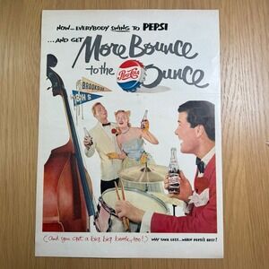 Vintage 1950s Pepsi Cola Advertisement "More Bounce to the Ounce" with Musicians